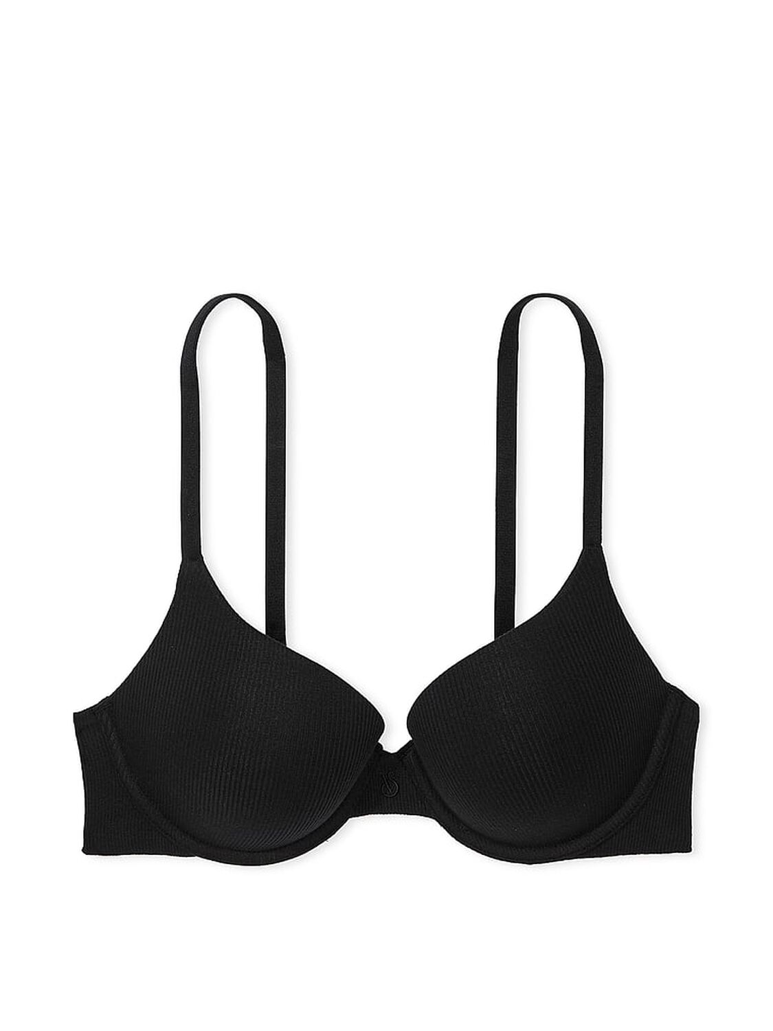 vs The T-Shirt Push-Up Perfect Shape Ribbed Cotton Bra Black 3 of 3 