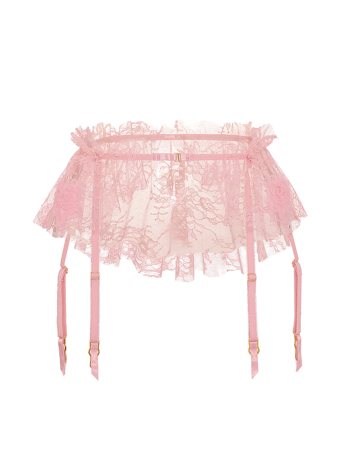 vs Dream Angels Rosette Reverie Embroidery Flutter Garter Belt Chalk Rose 3 of 3 