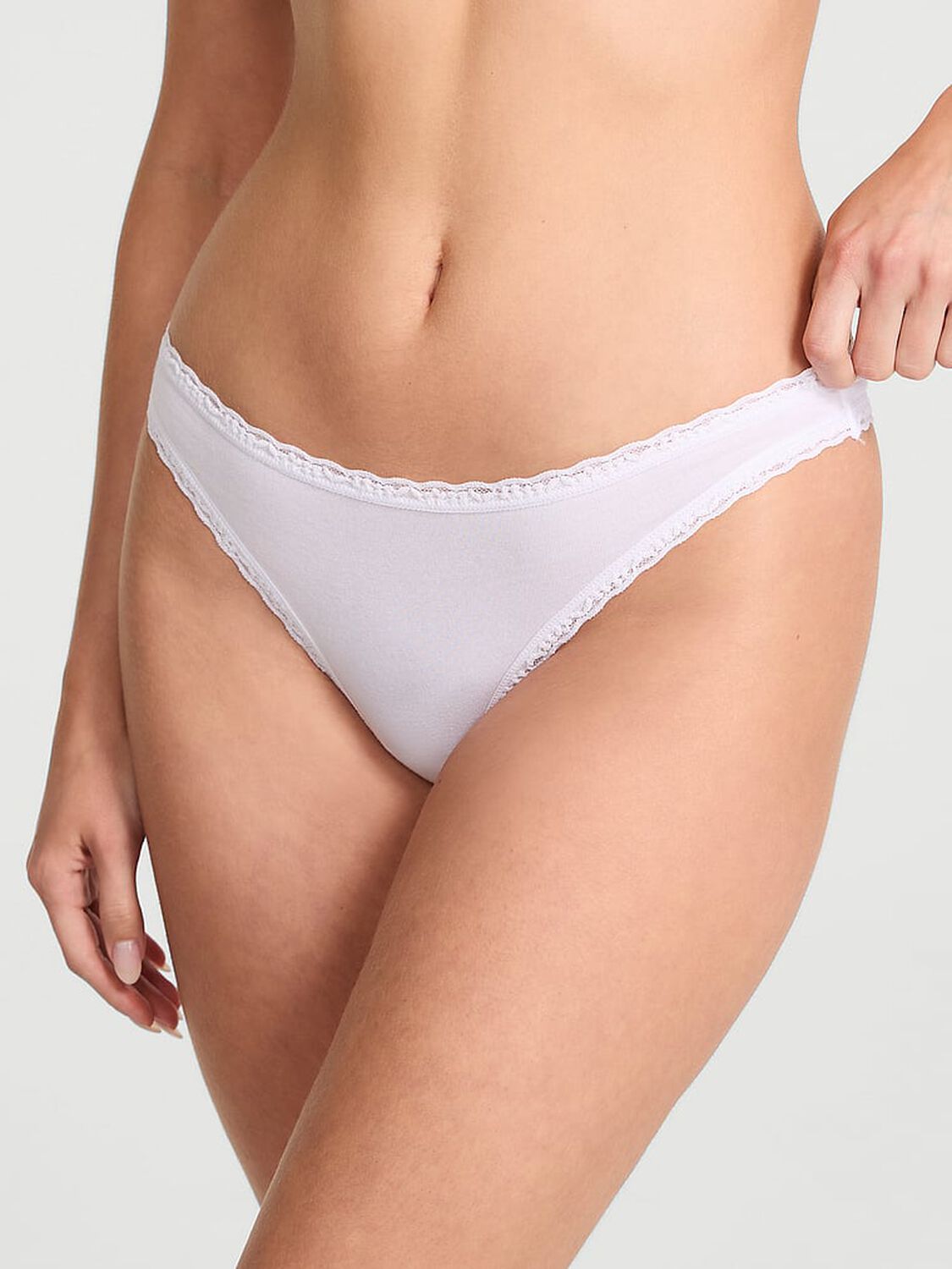 vs The Lacie Cotton Lace-Waist Thong Vs White 1 of 3 