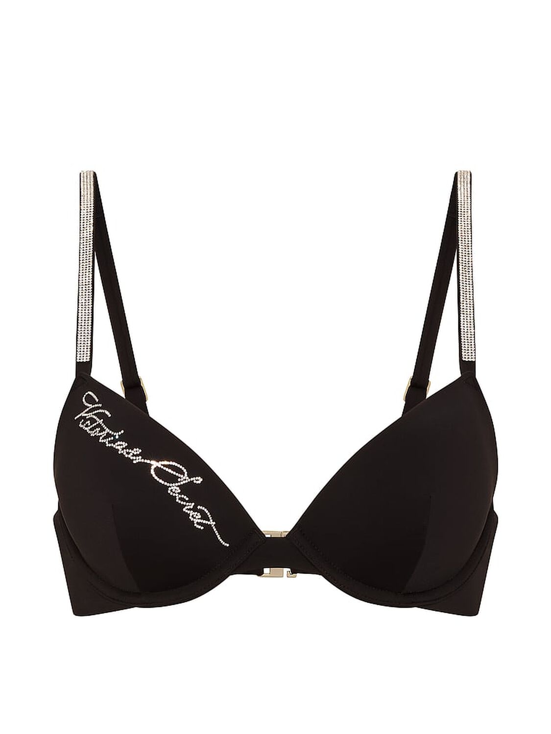 vs Victoria's Secret Swim Very Sexy Shine Script Push-Up Bikini Top Pure Black 3 of 3 