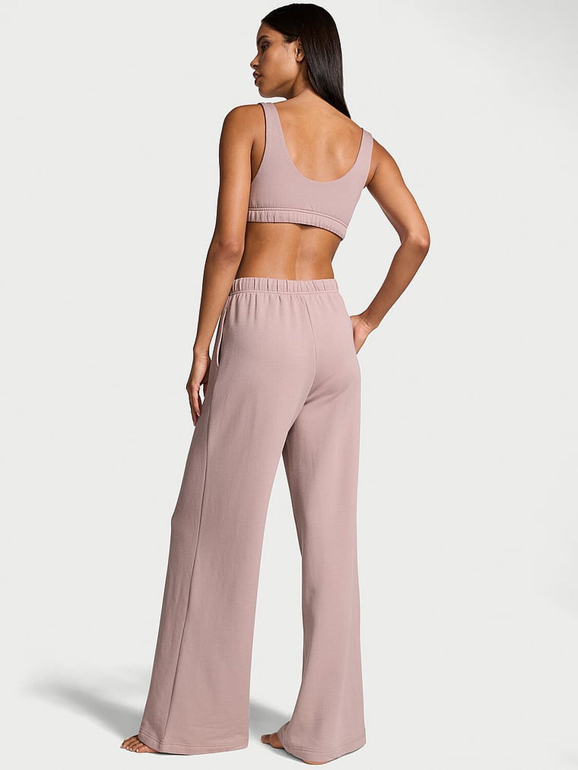 vs Victoria's Secret Brushed Modal Fleece Wide-Leg Lounge Pants French Mauve 2 of 4 