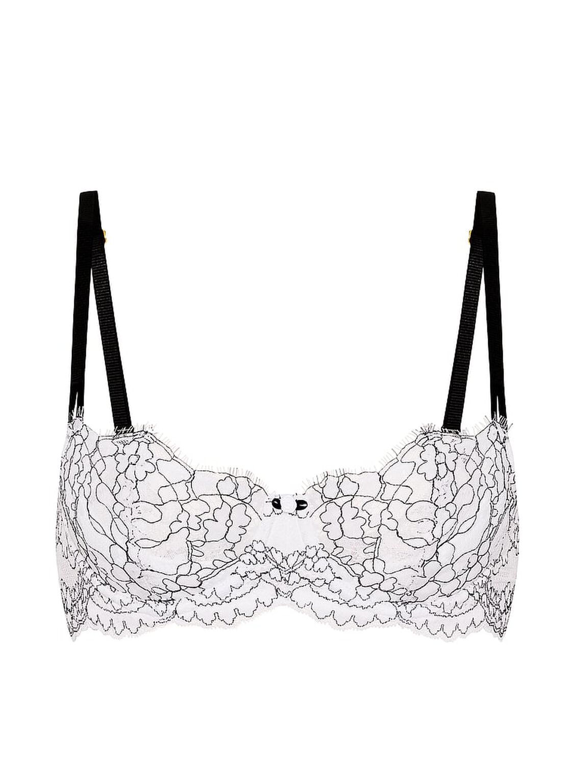 vs Dream Angels Wicked Unlined Lace Balconette Bra Vs White & Black 3 of 3 