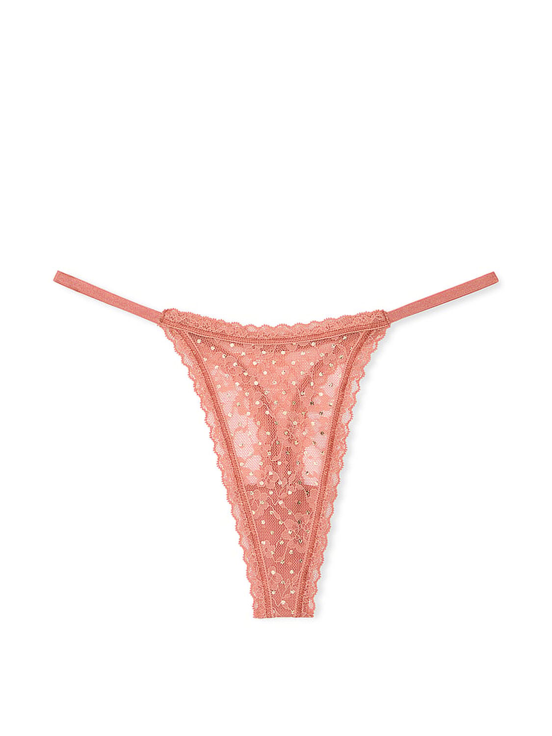vs The Lacie Lace String Thong Panty Dutchess Pink Shimmer Dots 3 of 3 