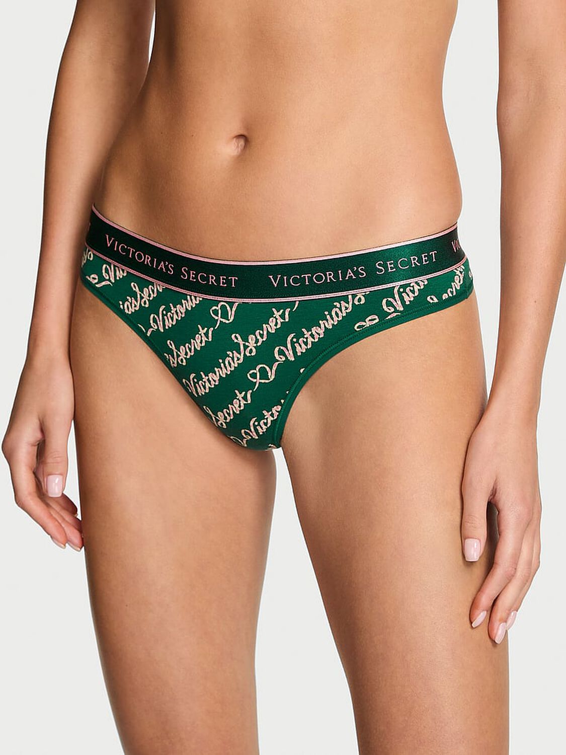 vs Cotton Logo Cotton Thong Panty Clover Script 2 of 2 