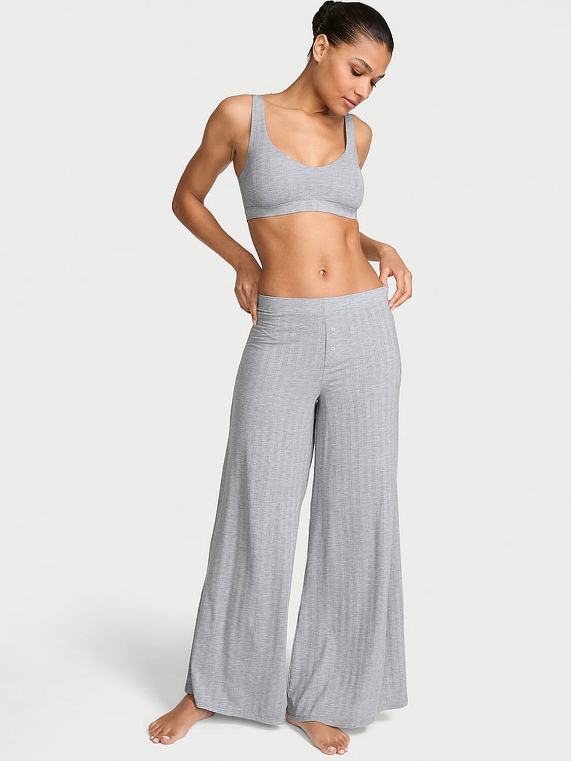 vs Victoria's Secret SoSoft&trade; Modal Ultra-Fine Wide-Leg Pant Medium Heather Grey 1 of 2 