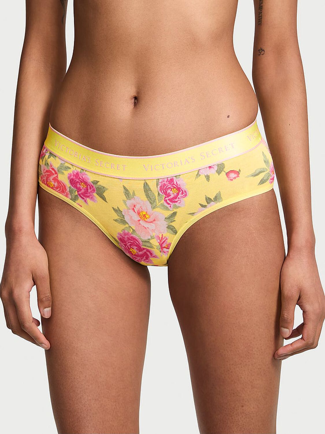 vs Cotton Logo Cotton Hiphugger Panty Yellow Floral 1 of 3 