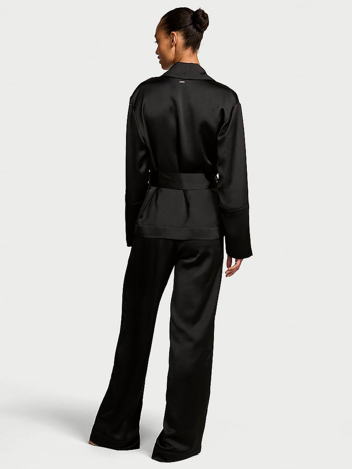 vs Victoria's Secret Luxe Satin Wrap Top & Pant Set Black 2 of 2 