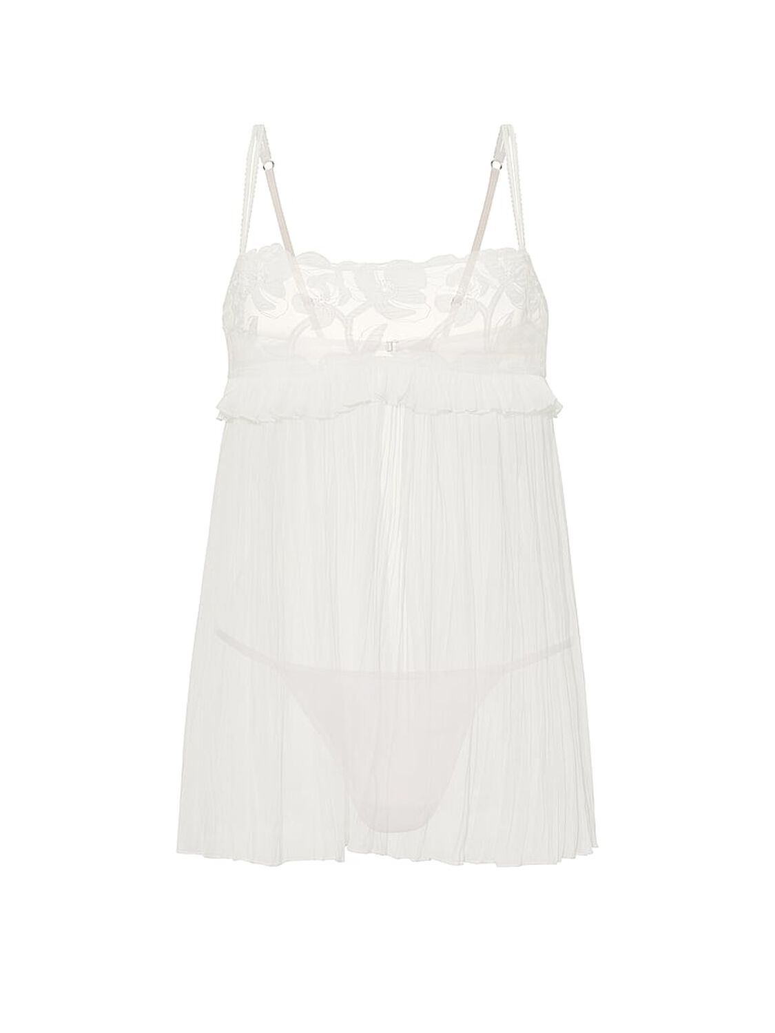 vs Dream Angels Frou Frou Embroidery Pleated Babydoll Set Frou Frou White 3 of 4 