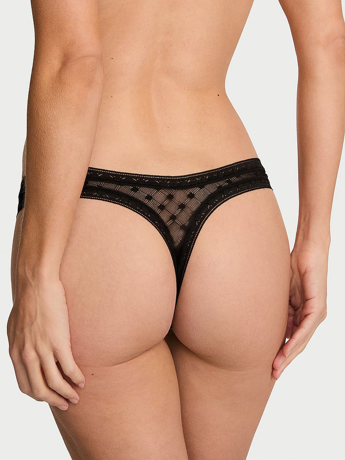 vs The Lacie Dot Geo Lace Ultra-Mini Scoop Thong Panty Black 2 of 3 
