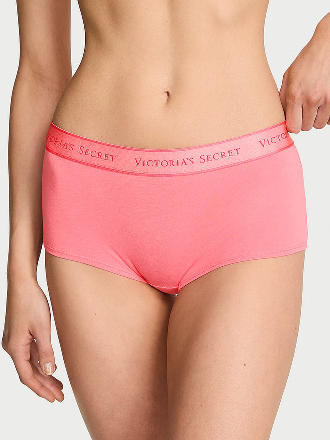 vs Cotton Logo Cotton Boyshort Panty Pink Cocktail 1 of 3 