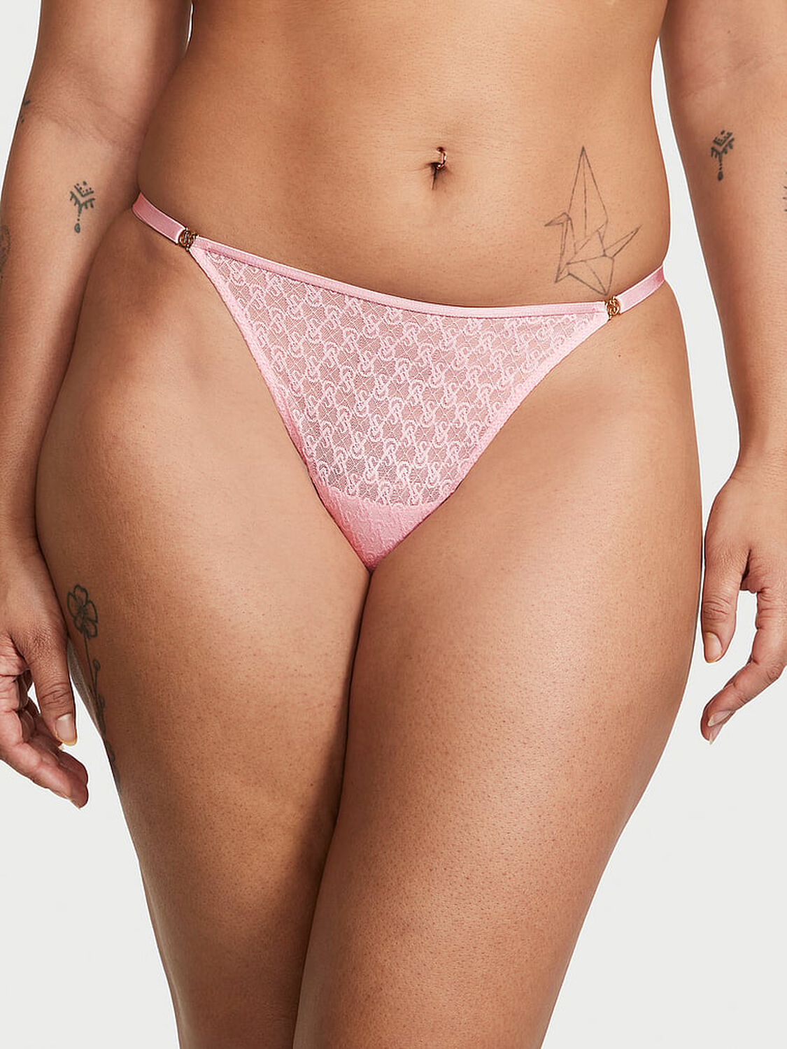 vs Very Sexy Icon by Victoria's Secret Icon Lace Adjustable Thong Panty Pretty Blossom 1 of 4 