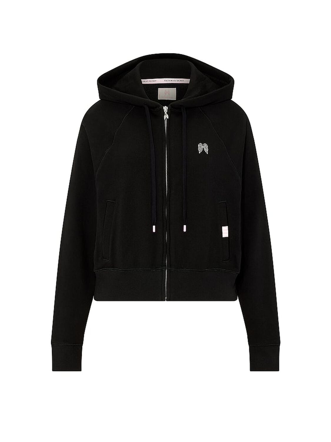 vs Angel Essentials Off-Duty Terry Crop Full-Zip Hoodie Pure Black 3 of 3 