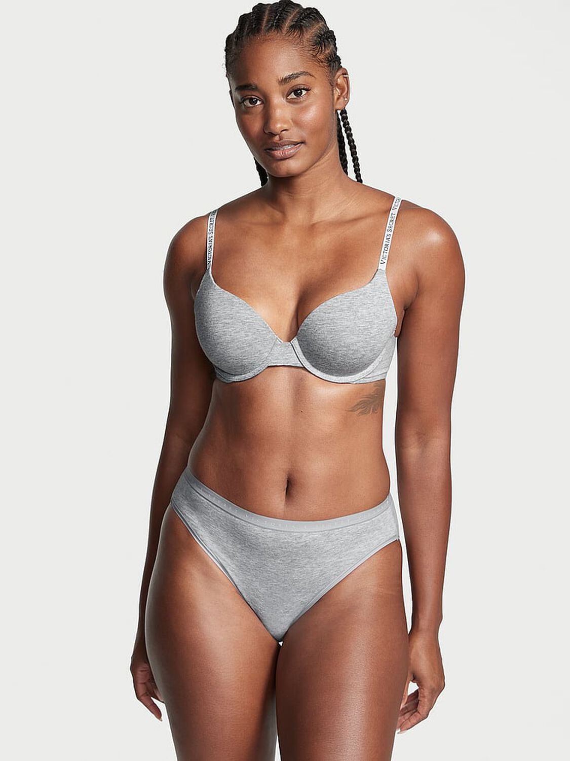 vs Victoria's Secret Stretch Cotton High-Leg Brief Panty Medium Heather Grey 1 of 3 