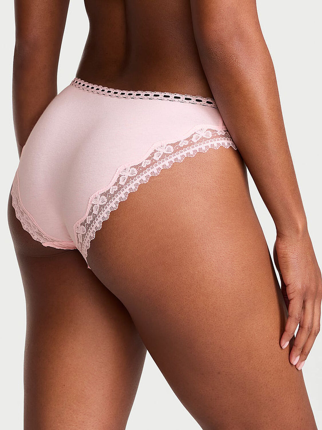 vs Lace Trim Cotton Bow Lace-Trim Bikini Panty Angel Pink 2 of 2 