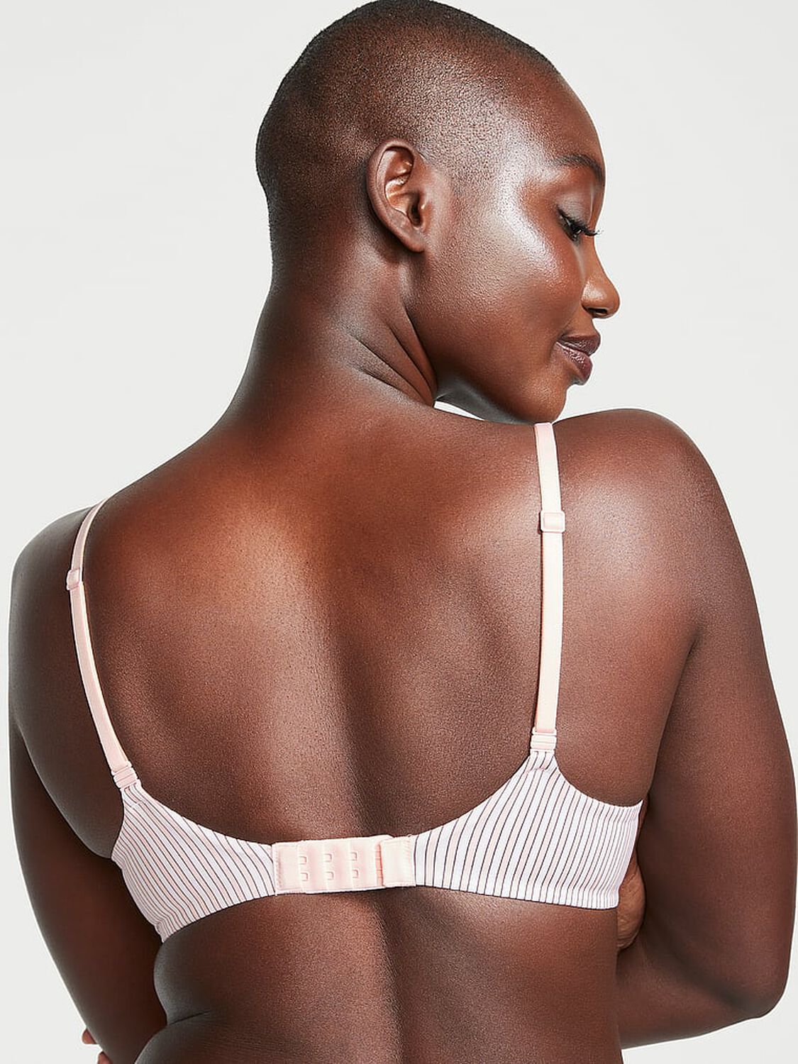 vs Body By Victoria Lightly Lined Smooth Demi Bra Pink Stripes 2 of 4 
