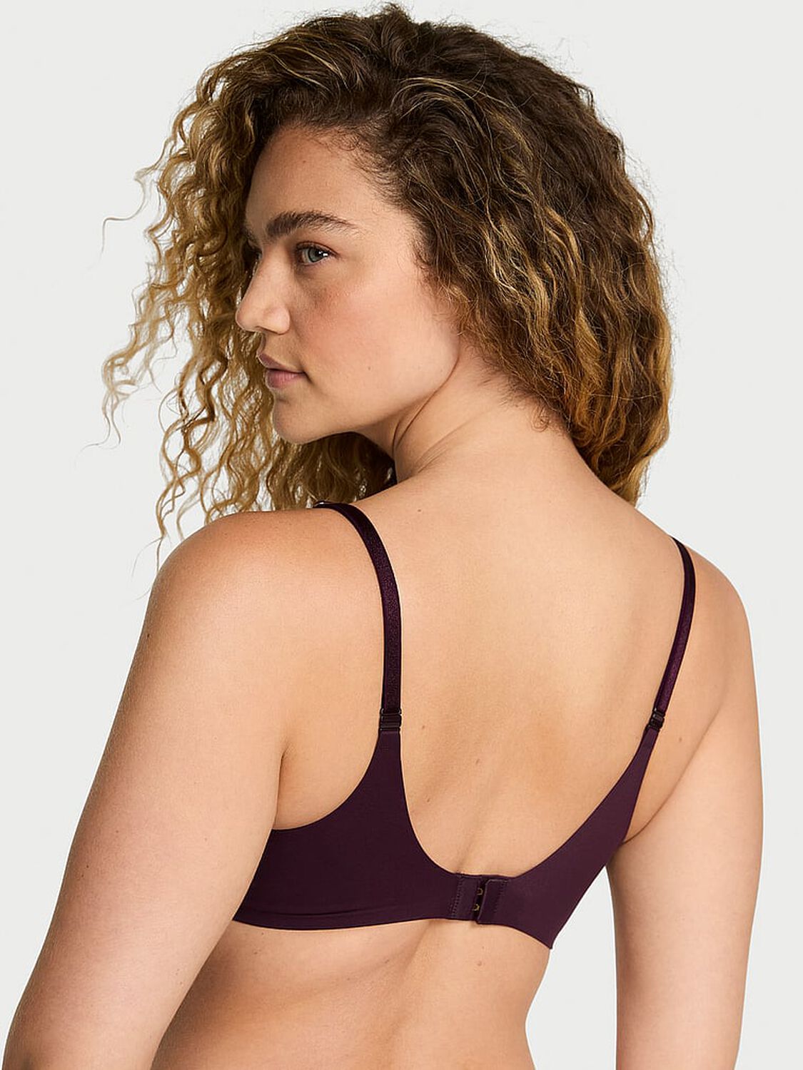 vs Love Cloud Smooth Lightly Lined Plunge Demi Bra Winter Wine 2 of 3 