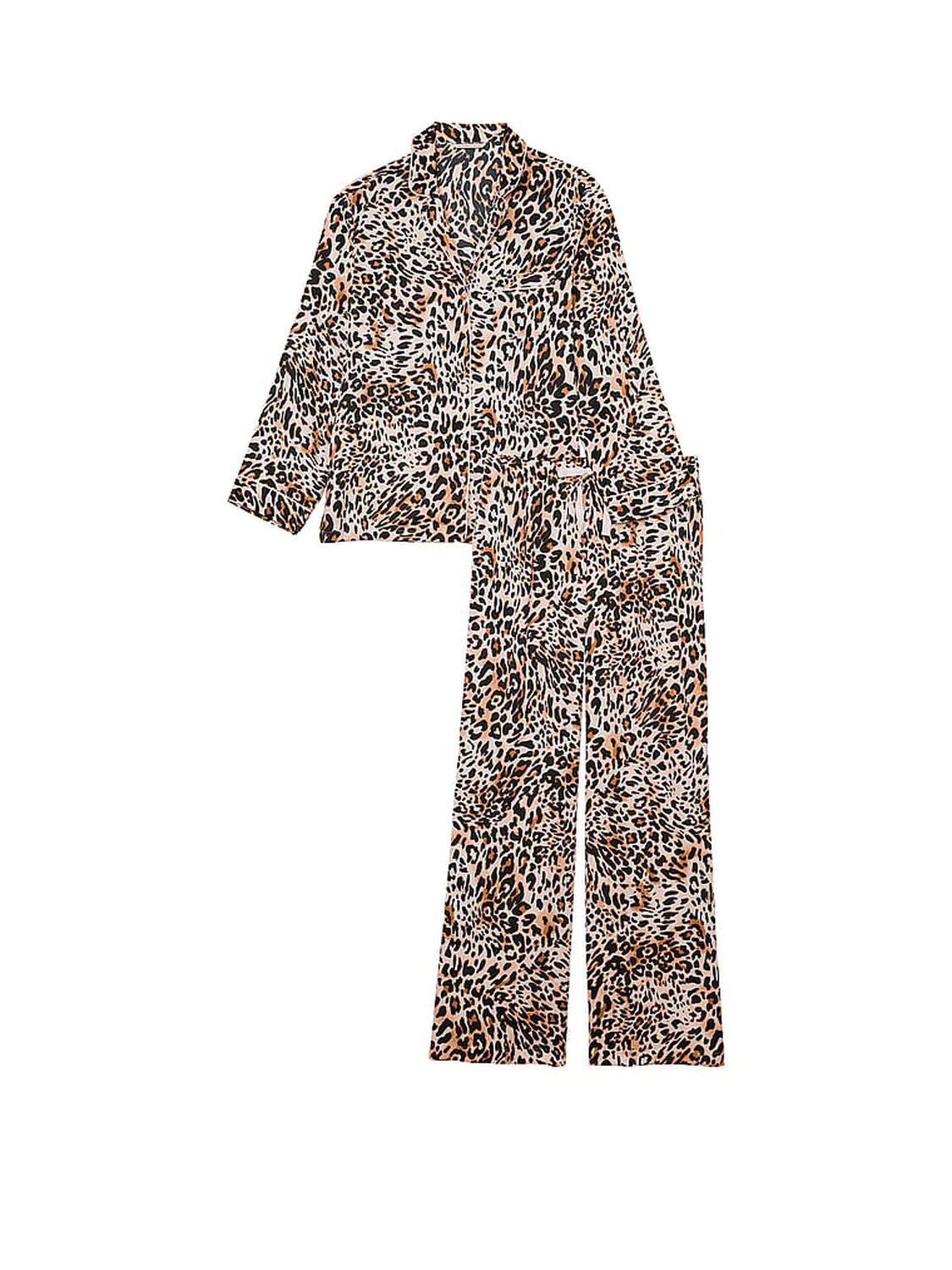 vs Victoria's Secret Satin Long Pajama Set Wavy Leopard 3 of 4 