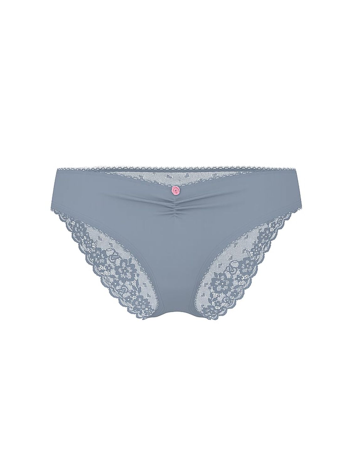 vs Victoria's Secret Stretch Cotton Heart Lace Bikini Panty Blue Grey 3 of 3 