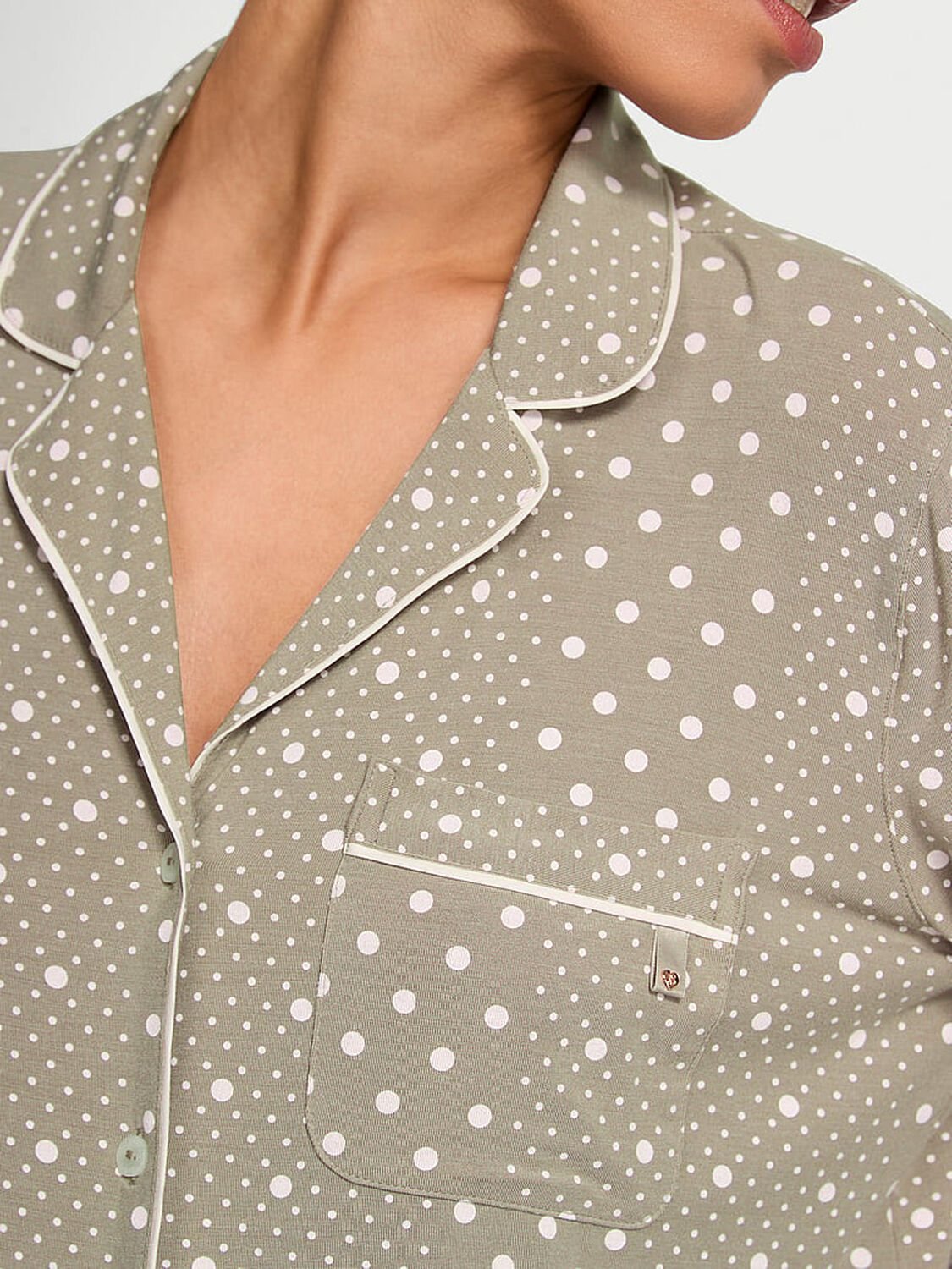 vs Victoria's Secret Modal Soft Long Pajama Set Turtle Dove Dotted Stripe 1 of 1 