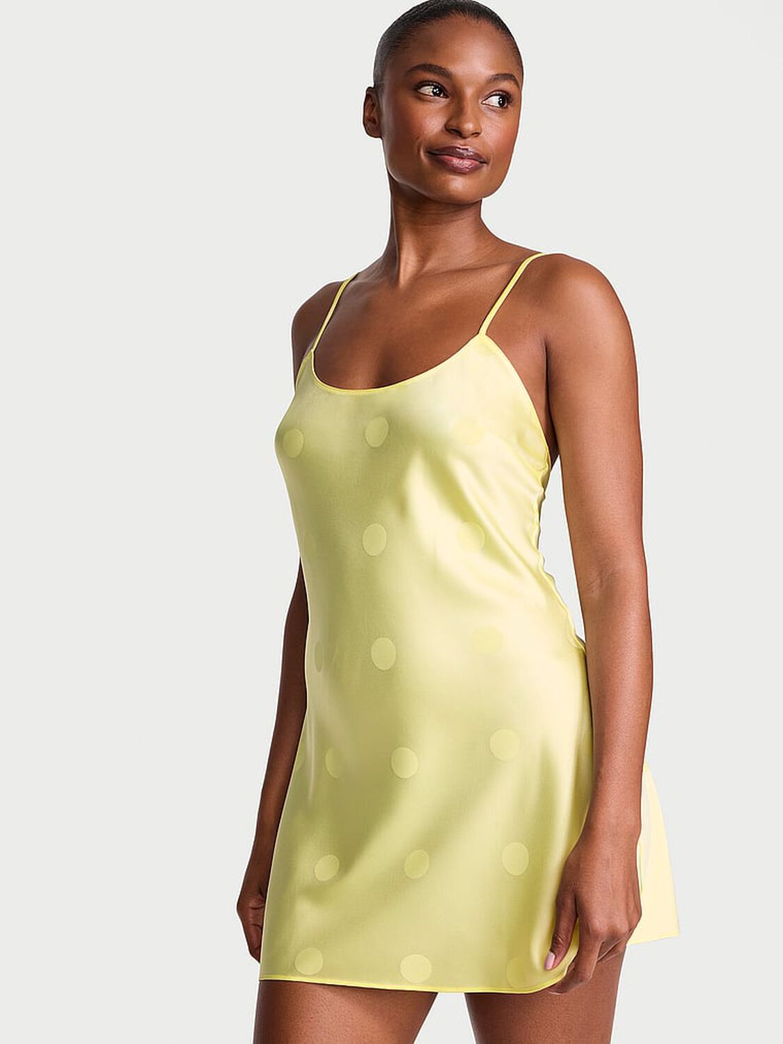 vs Victoria's Secret Signature Satin Slip Dress Lemonade 1 of 3 