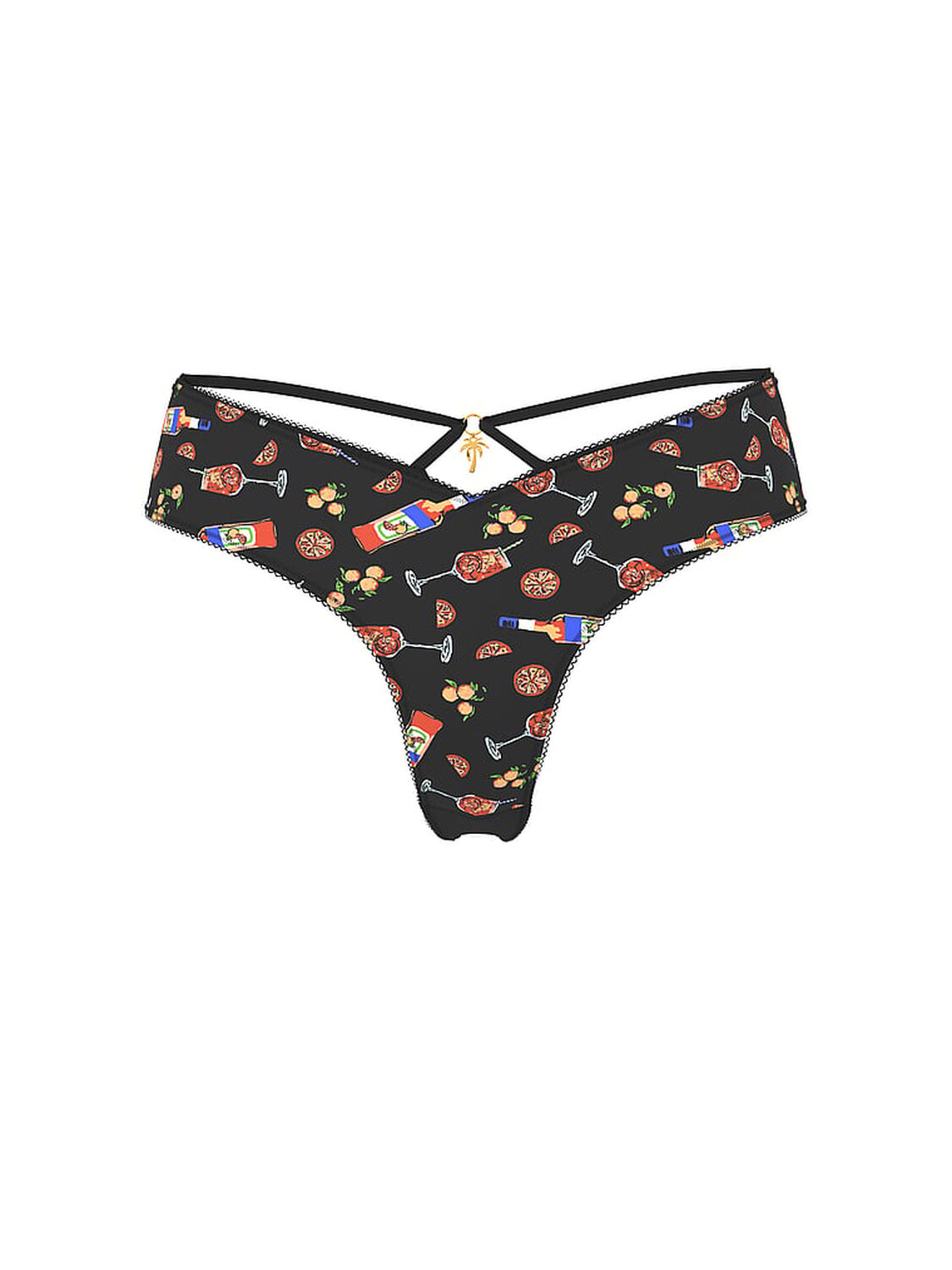 vs Very Sexy Strappy-Back Charm High-Leg Cheeky Panty Black Summer Spritz 2 of 3 