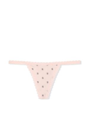 Lace-Trim Cotton V-String Panty