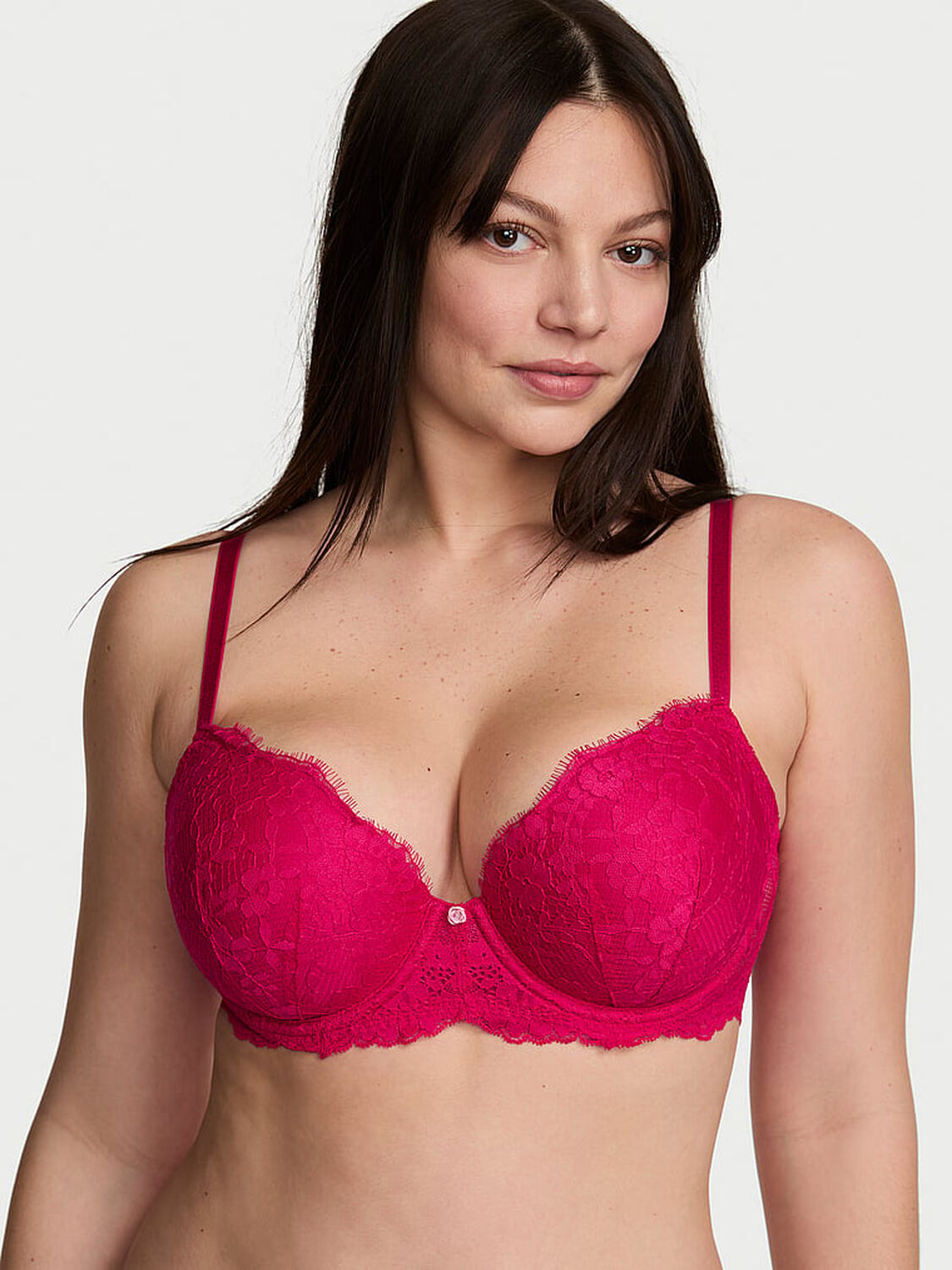 vs Dream Angels Lace Lightly Lined Classic Coverage Demi Bra 1 of 2 