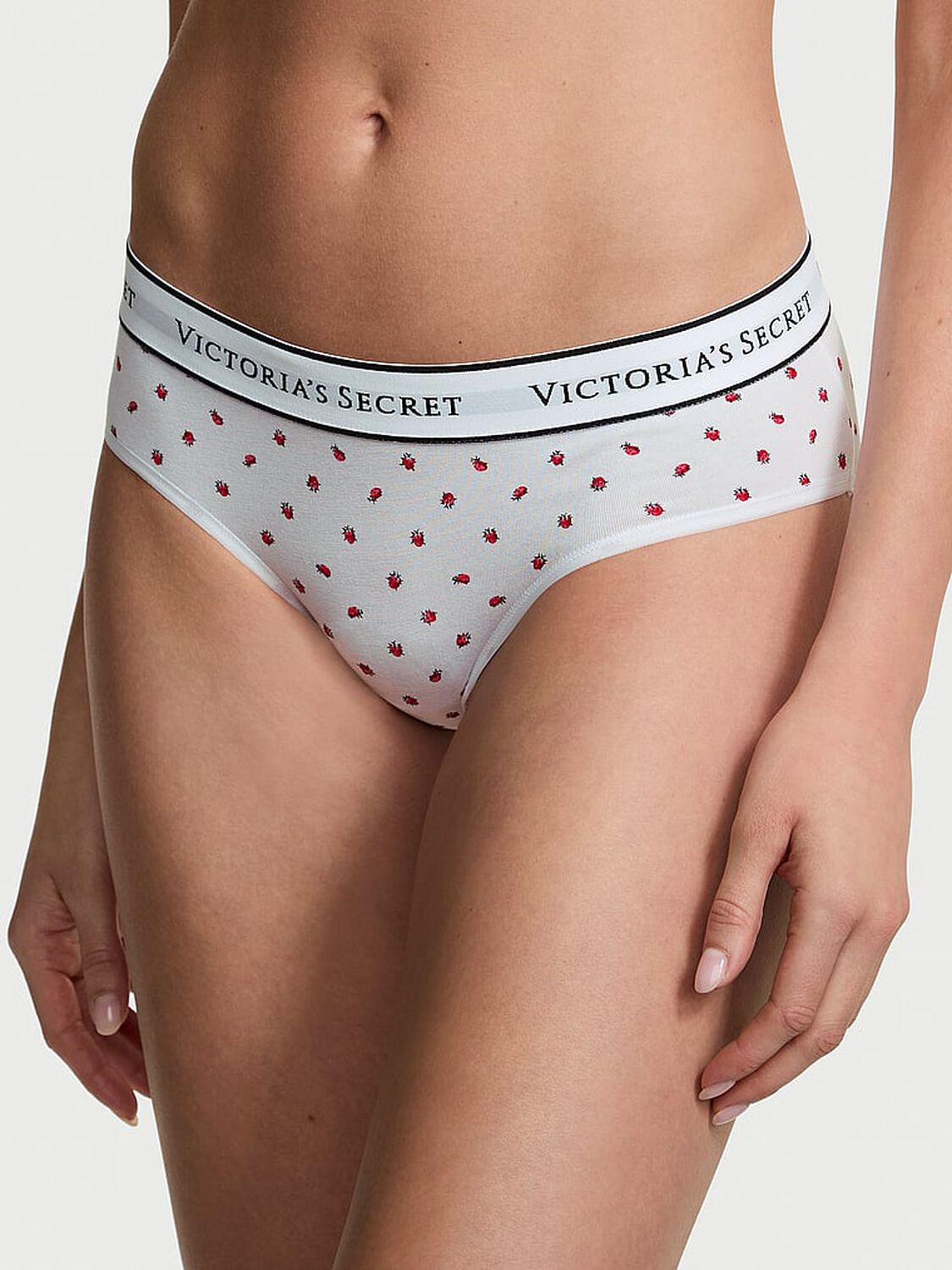 vs Cotton Logo Cotton Hiphugger Panty White Ladybug 1 of 3 