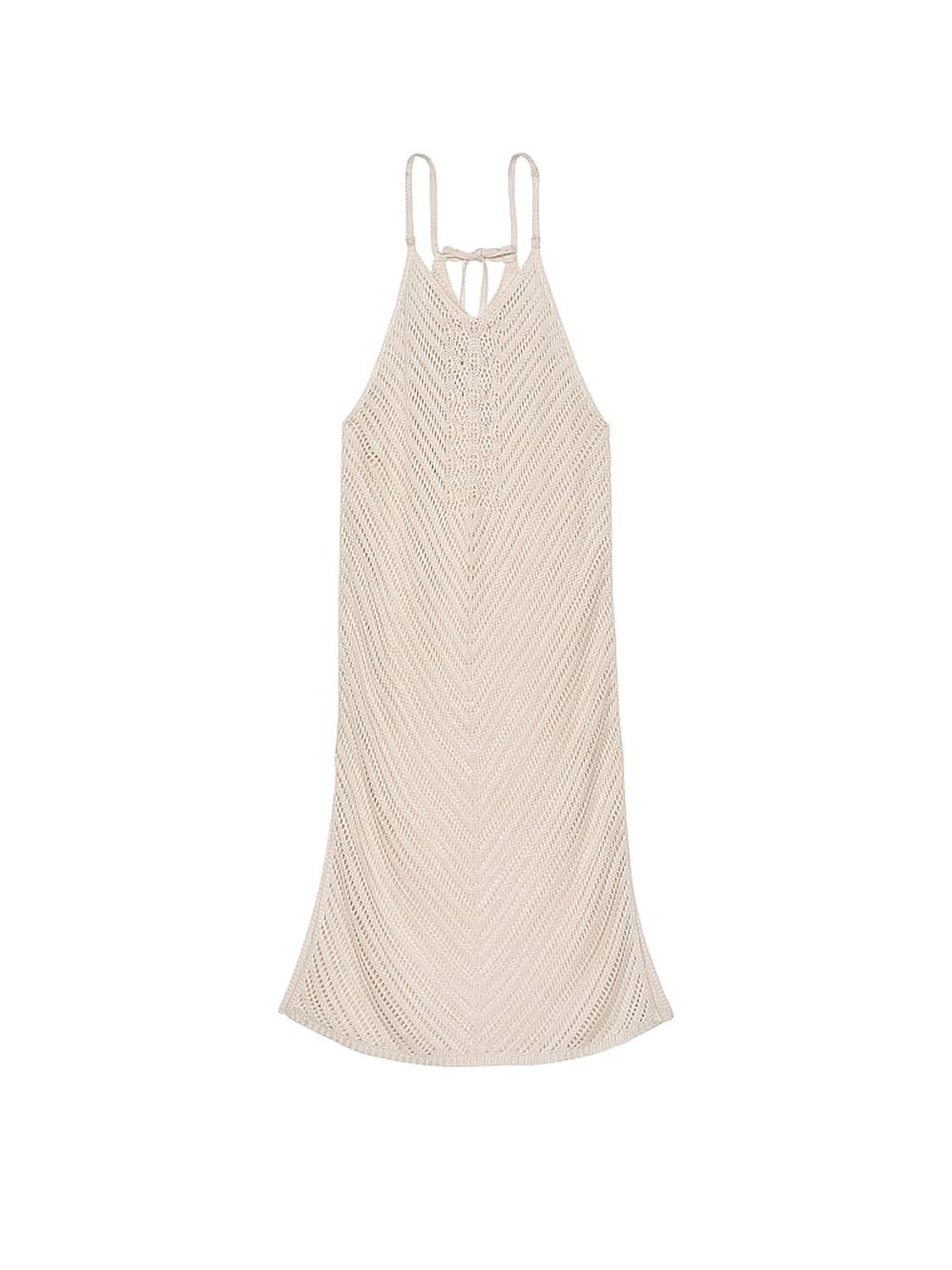 vs Victoria's Secret Swim Beachwear Crochet Cover-Up Dress Natural 3 of 5