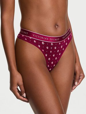 Logo Cotton Thong Panty
