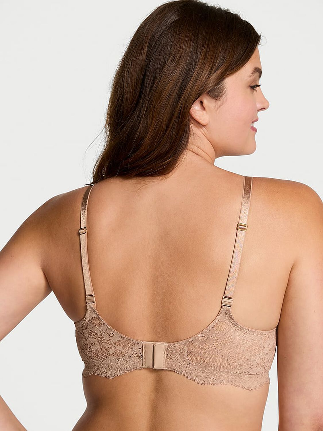 vs Dream Angels Smooth & Lace Lightly Lined Classic Coverage Demi Bra Praline 2 of 4 
