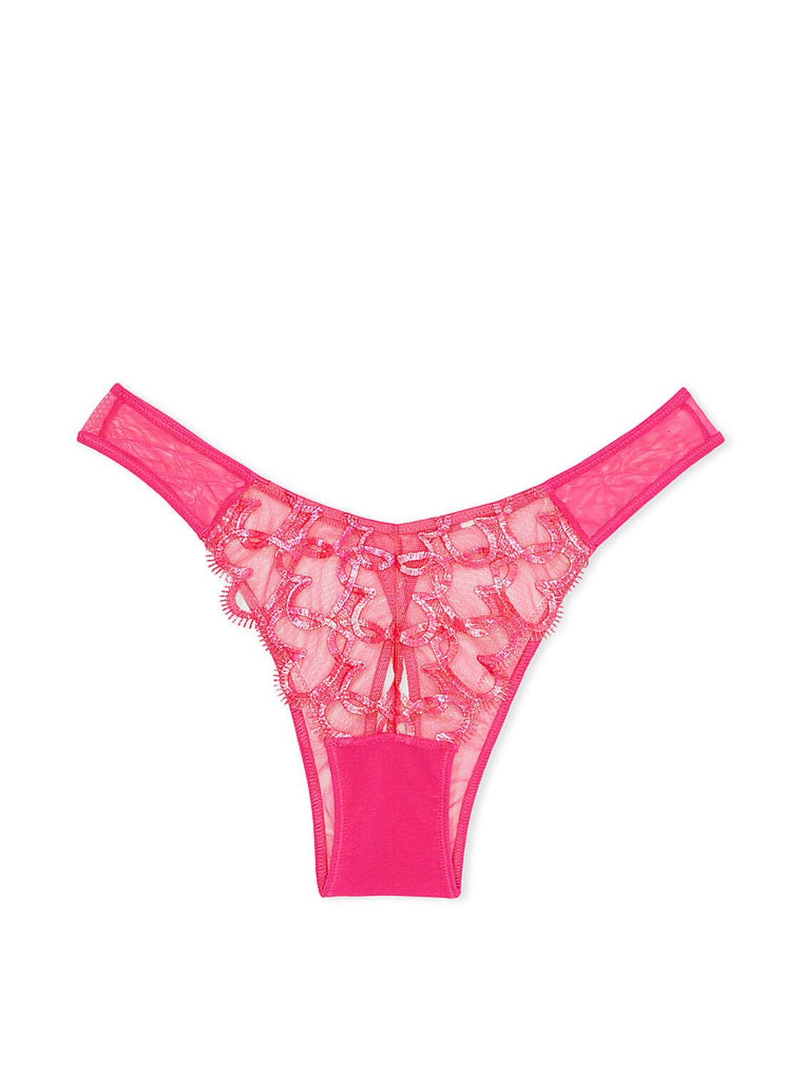 vs Dream Angels Shimmer Heart Embroidery Open-Back Brazilian Panty Forever Pink 3 of 4 