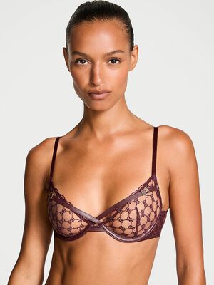 VS Logo Embroidery Unlined Low-Cut Demi Bra