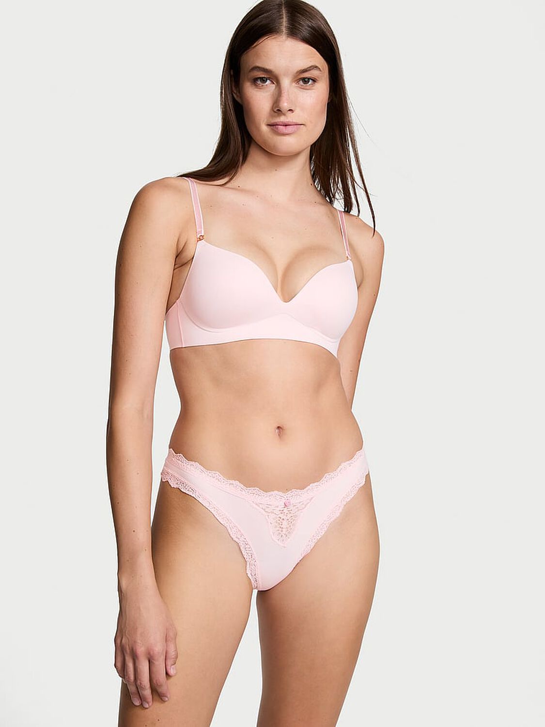 vs Dream Angels Lace-Trim Thong Panty Purest Pink 4 of 4 