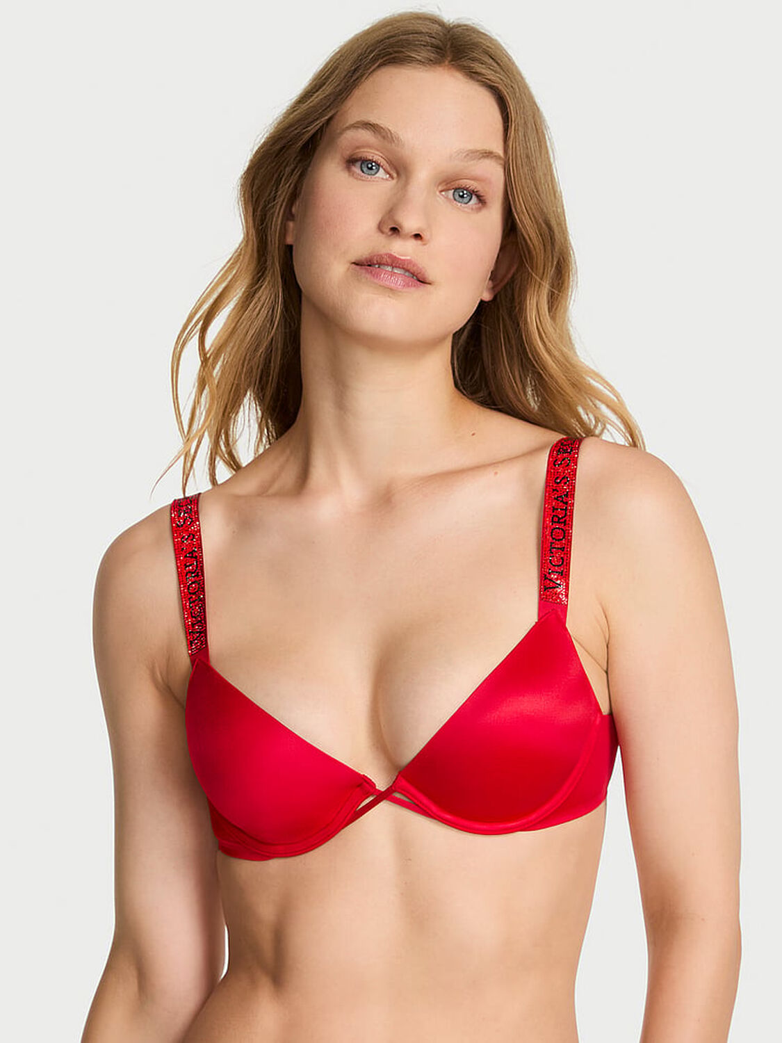 vs Very Sexy Sunset Ombr&eacute; Shine Strap Lightly Lined Low-Cut Demi Bra Lipstick 1 of 4 