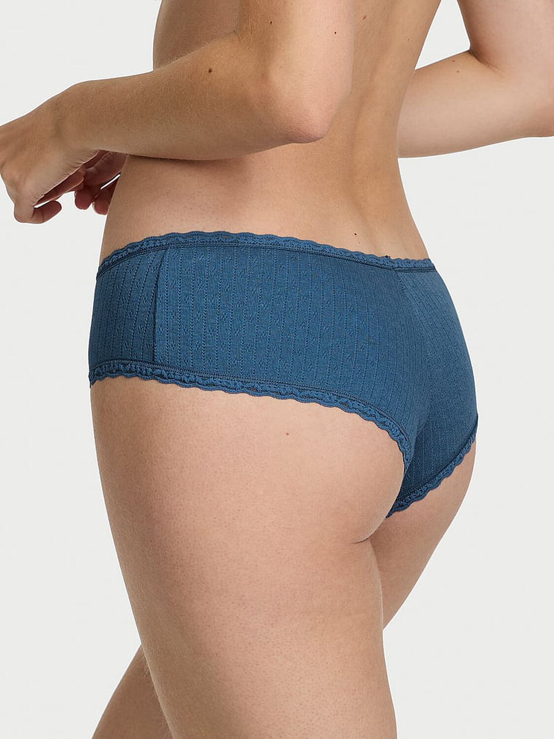vs The Lacie Stretch Cotton Pointelle Lace-Waist Cheeky Panty 2 of 3 