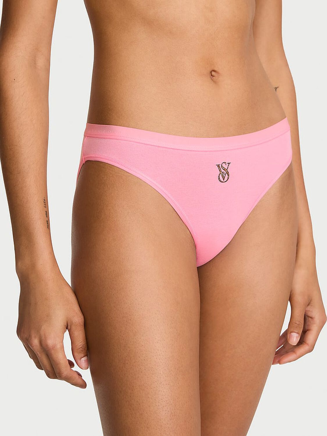 vs Victoria's Secret Stretch Cotton Bikini Panty Washed Victoria Pink 1 of 3 