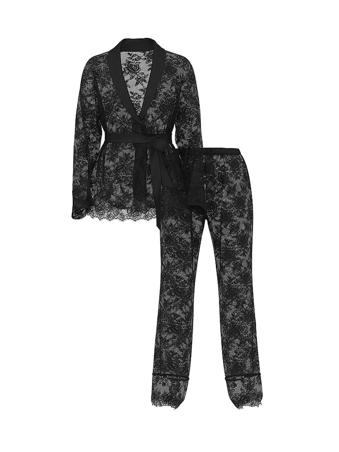 vs Victoria's Secret Rose Lace Long Pajama Set 3 of 3 