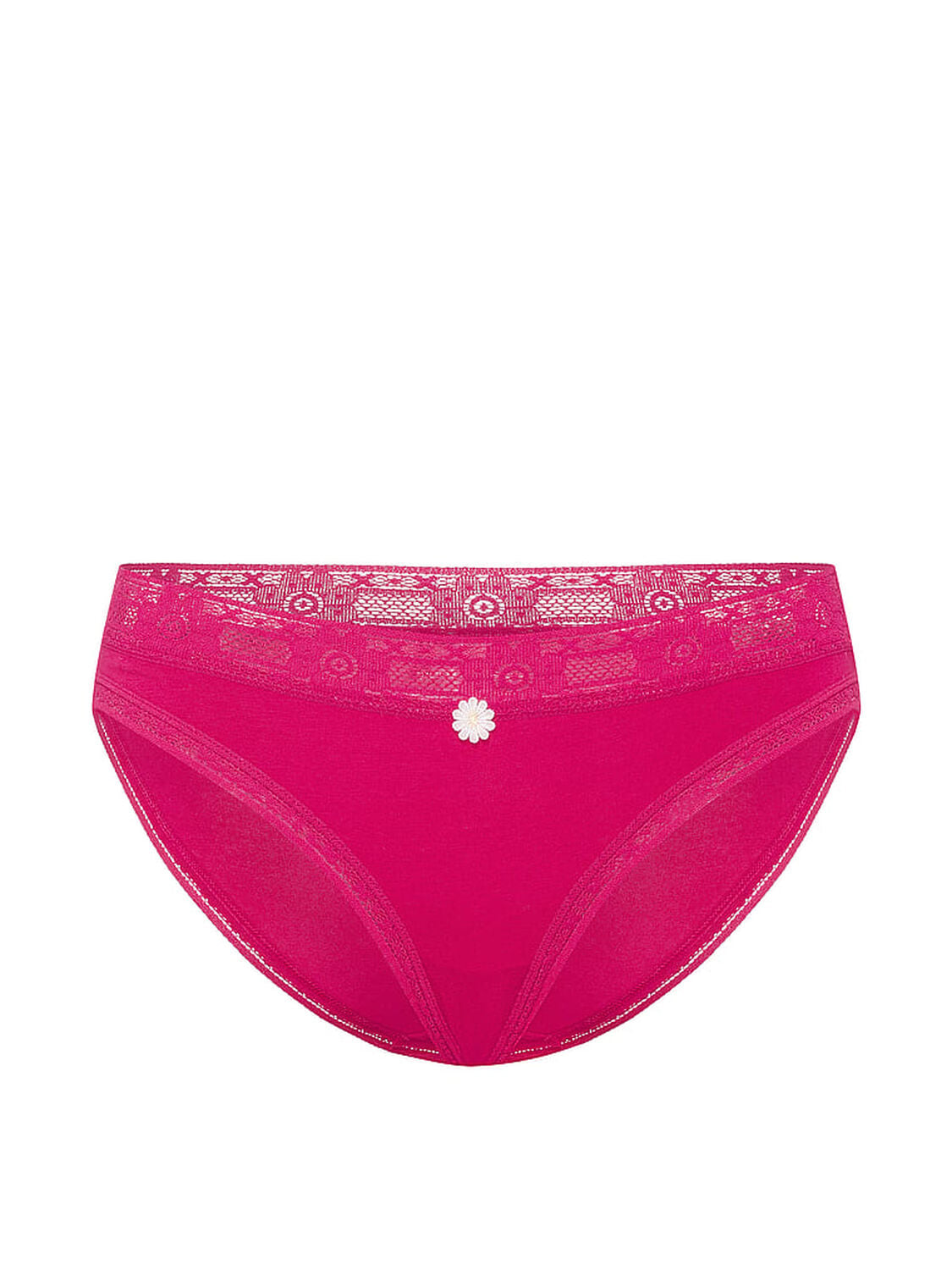 vs Lace Trim Cotton Lace-Trim Bikini Panty Vibrant Fuchsia 3 of 3 