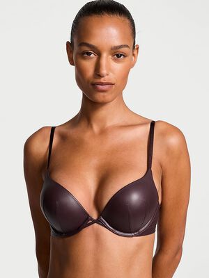 Bombshell Add-2-Cups Faux Leather Push-Up Bra