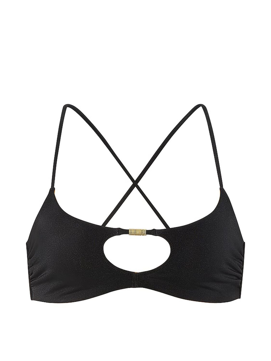 vs Victoria's Secret Swim Reversible Cut-Out Rings Bralette Bikini Top Perfectly Bronzed Black 3 of 3 