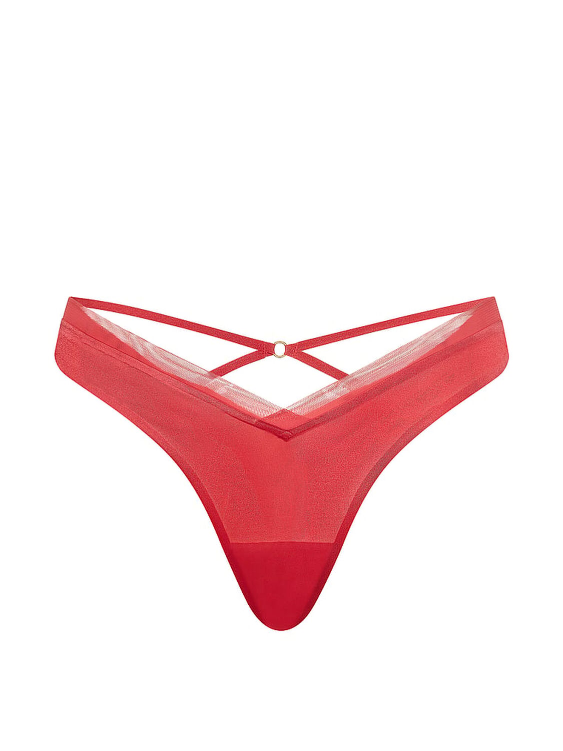 vs Very Sexy Sheer Reveal Mesh-Trim Strappy-Back Thong Panty Hot Coral 3 of 3 