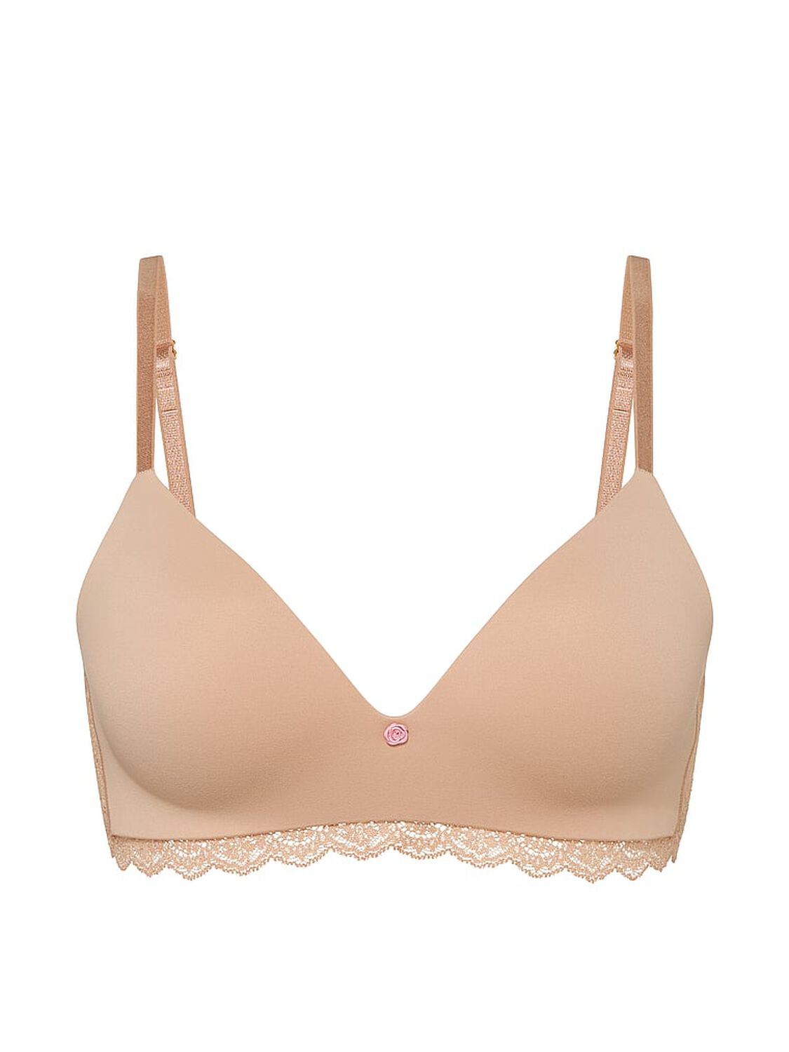 vs Dream Angels Smooth & Lace Wireless Push-Up Bra Praline 3 of 3 