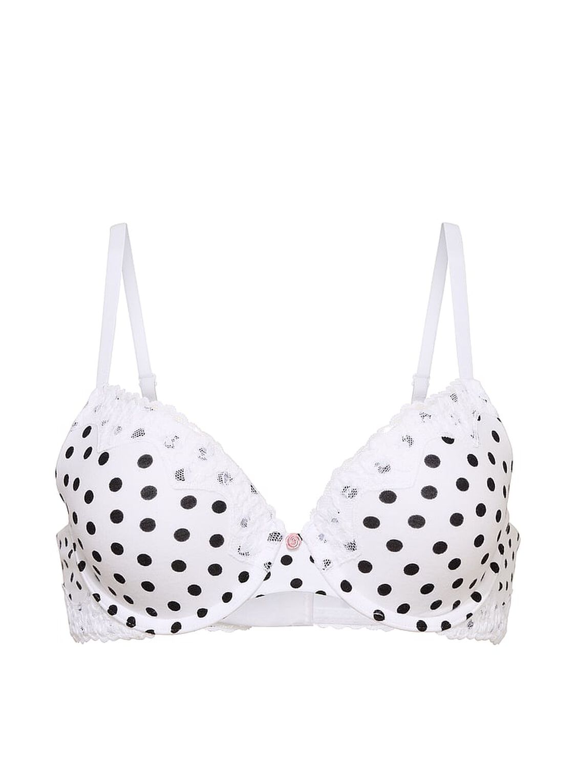 vs The T-Shirt Perfect Shape Cotton Lace-Trim Push-Up Bra White Dots 3 of 3 