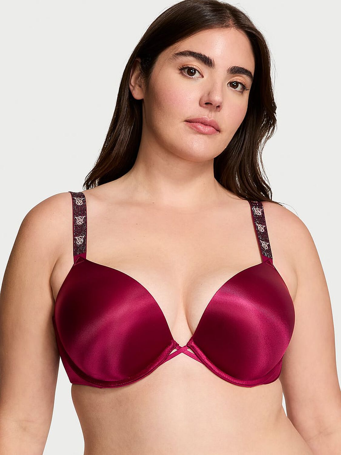 vs Very Sexy Bombshell Shine Strap Add-2-Cups Push-Up Bra Campari Red 1 of 4 