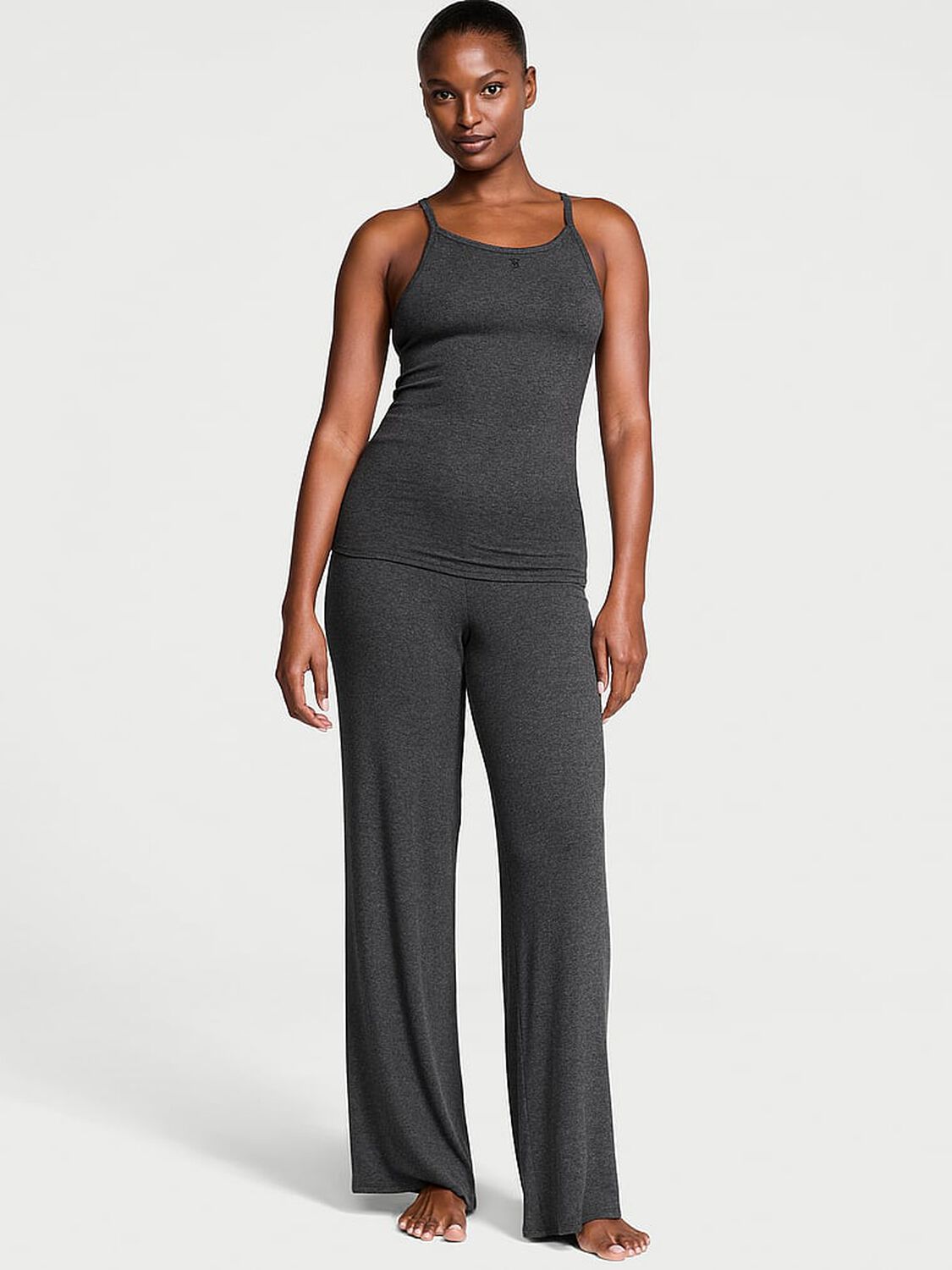 vs Victoria's Secret Ribbed Modal Cami & Pants Set Charcoal Heather Grey 1 of 4 