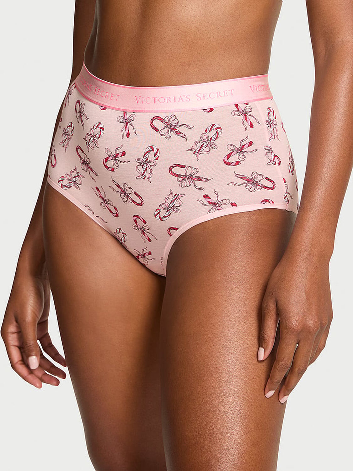 vs Cotton Logo Cotton Modern Brief Panty Angel Pink Candy Canes 2 of 2 