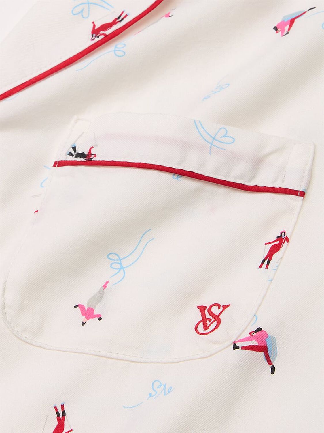vs Victoria's Secret Flannel Long Pajama Set Coconut White Skiers 4 of 4 