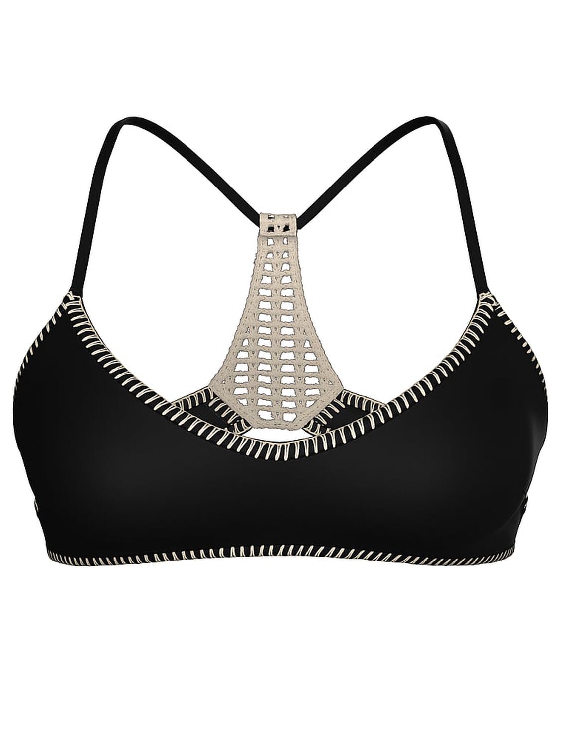 vs Victoria's Secret Swim Archives Crochet Scuba Halter Bralette Bikini Top Pure Black 3 of 4 
