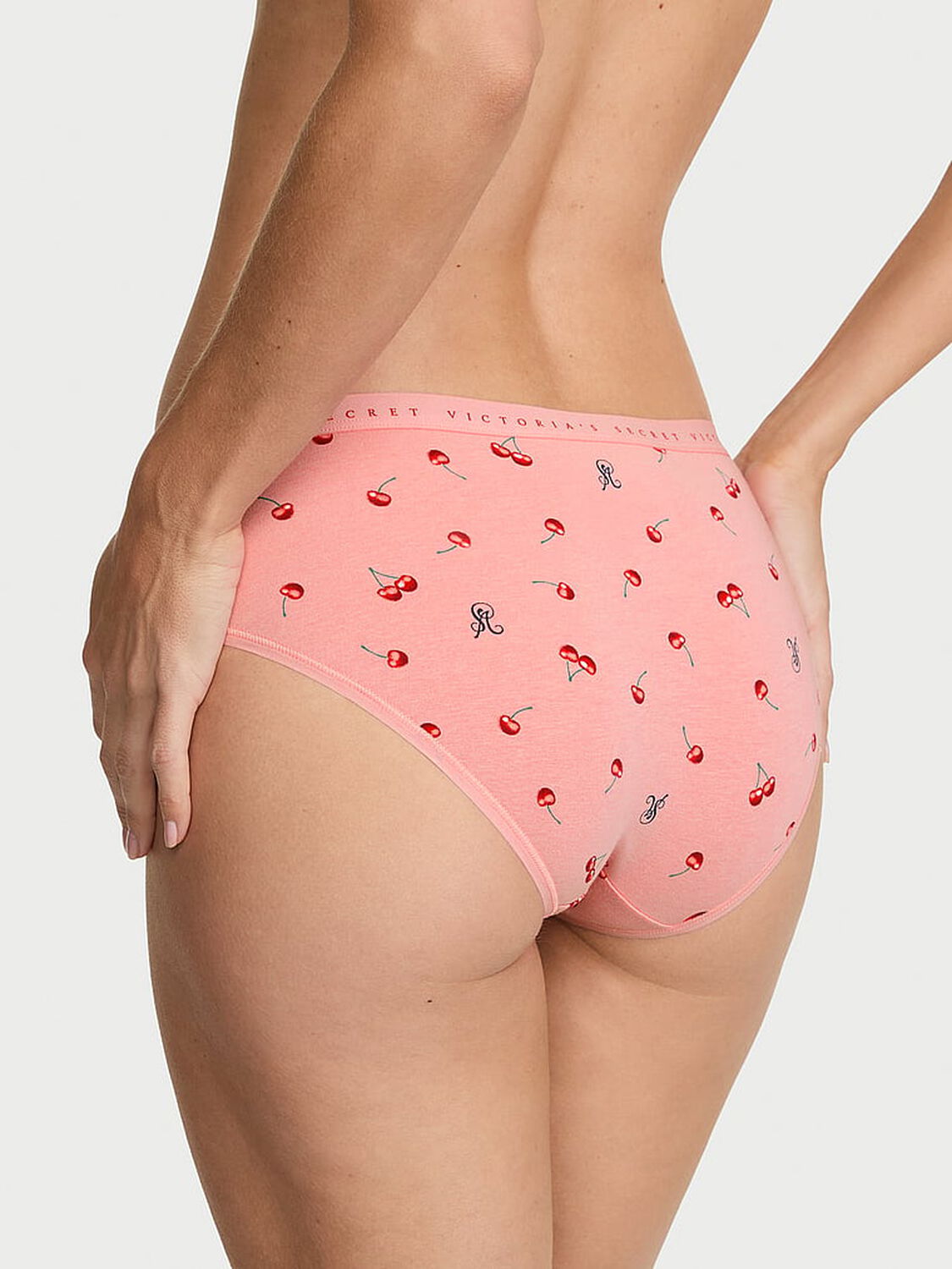 vs Victoria's Secret Stretch Cotton Hiphugger Panty Bloom Pink Cherries 2 of 3 